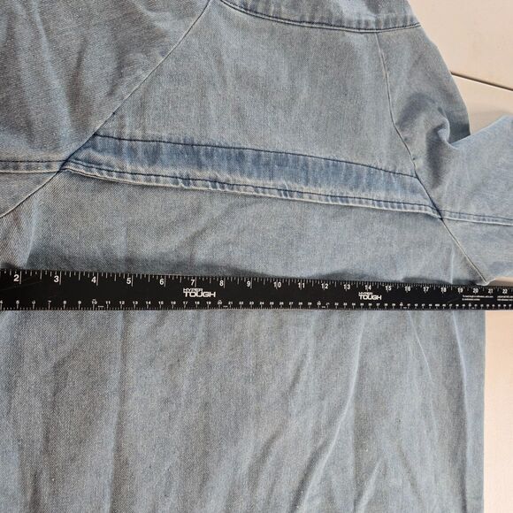 Zaful Forever Young Denim Jacket Women's XXL Lt Blue Zip Snap Patch Collar NWT - Picture 8 of 16